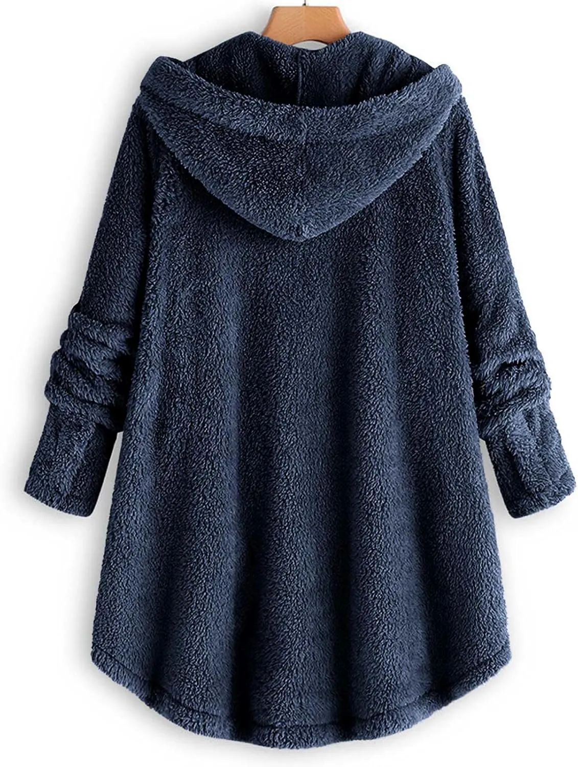 Oversized Warm Winter Coats Women Faux Fur Sherpa Jacket Fuzzy Fleece Pullover Hoodie Button Down Outerwear Coat Plus