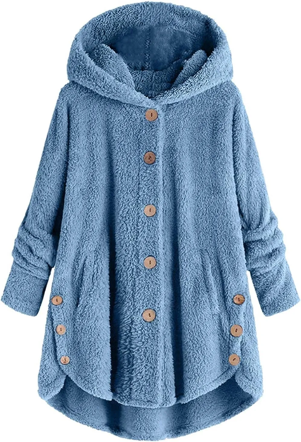 Oversized Warm Winter Coats Women Faux Fur Sherpa Jacket Fuzzy Fleece Pullover Hoodie Button Down Outerwear Coat Plus