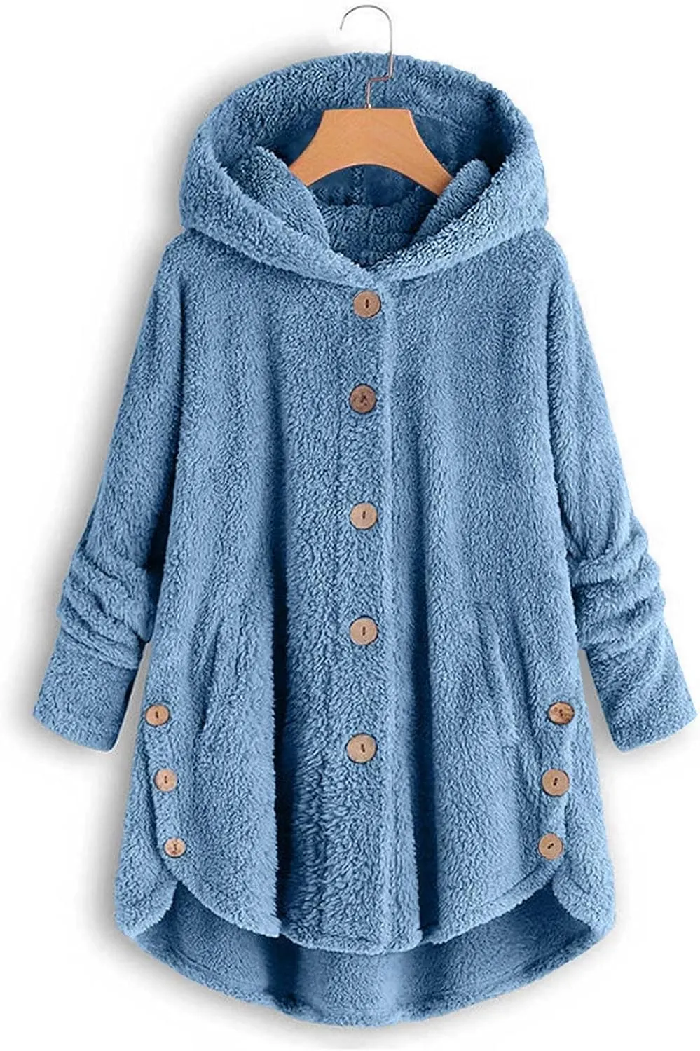 Oversized Warm Winter Coats Women Faux Fur Sherpa Jacket Fuzzy Fleece Pullover Hoodie Button Down Outerwear Coat Plus