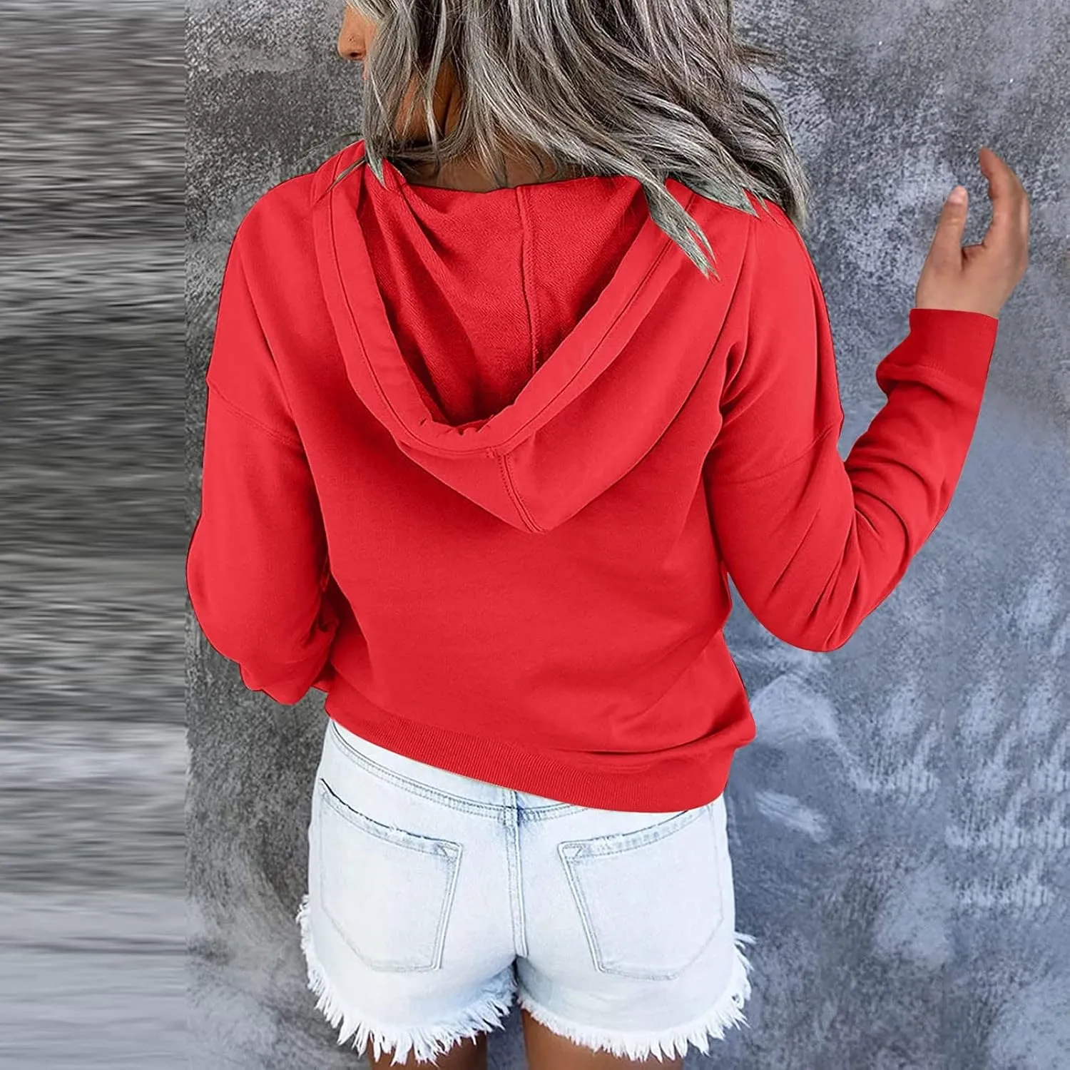 PETYCZEN Oversized Sweatshirts for Women 2023 Fall Clothes Casual Long Sleeve Button Down Y2K Hoodie Drawstring Pullover Tops