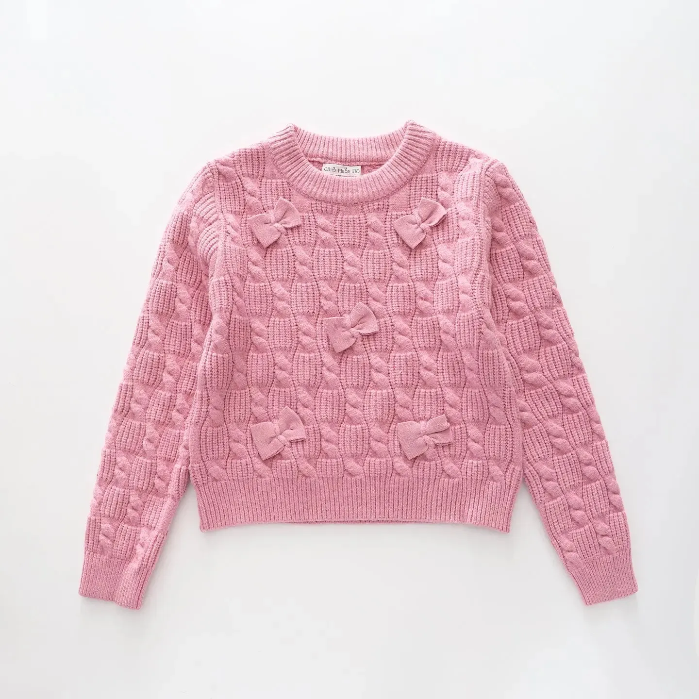 Pink Bow, Older Girls Knit Jumper