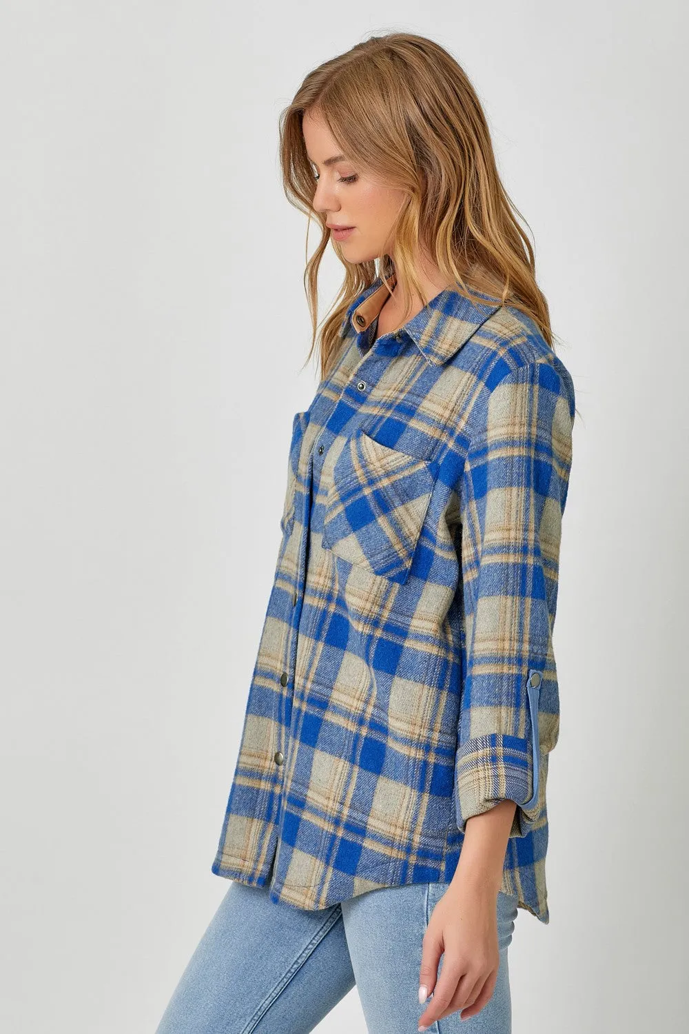 Plaid Flannel Shirt Jacket By Mystree