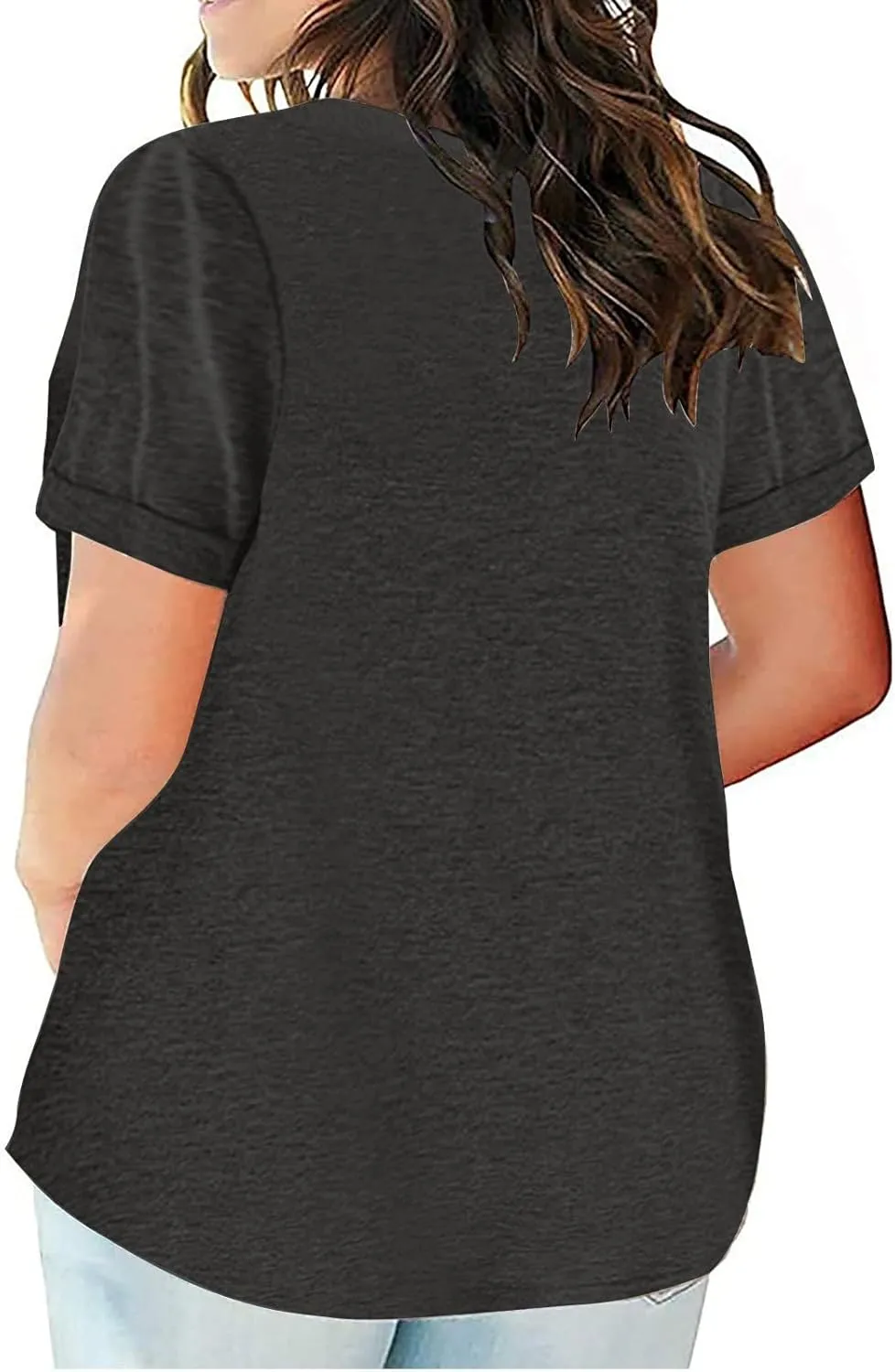 Plus Size Tops for Women Dressy Blouse Notch V Neck Oversized T Shirts Summer Casual Short Sleeve Tshirt with Pockets