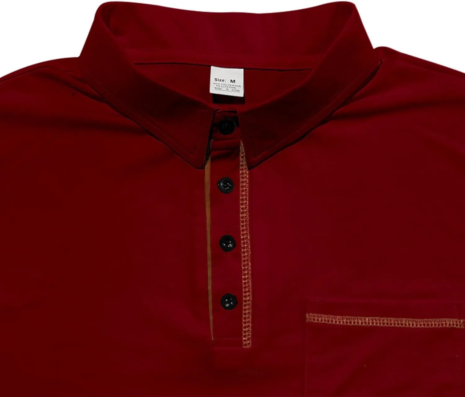 Polo Shirts Men Cotton Blend Short Sleeve Button Slim Fit Color Block Collared Patchwork Summer Tshirts with Pocket