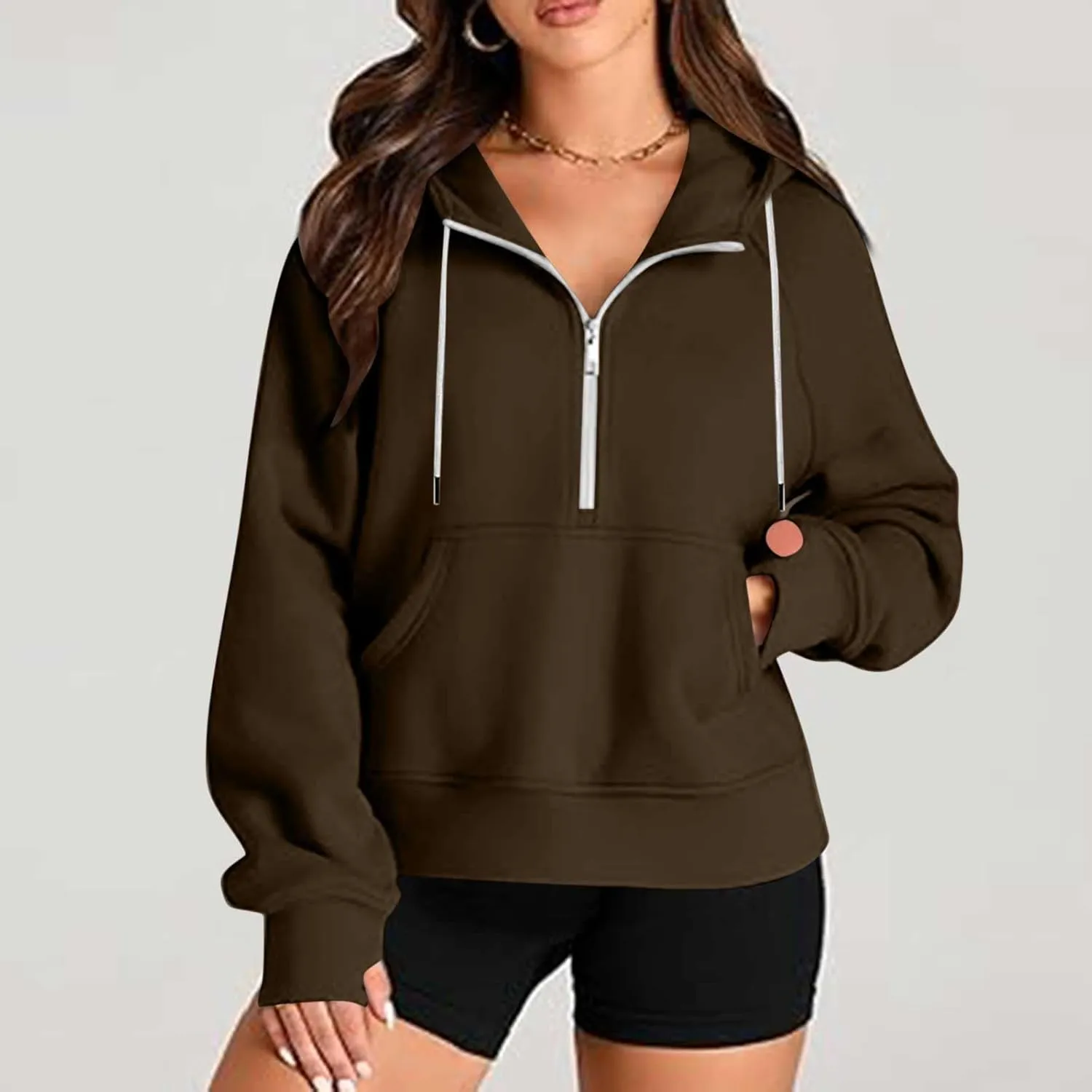 Pullover Sweaters for Women Quarter Zip Pullover Collared Sweater with Hood Oversized Zip Up Hoodie for Women