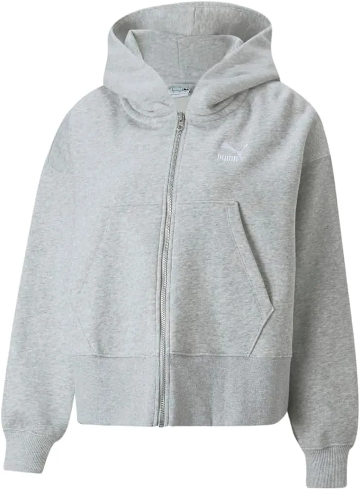 PUMA Womens Classics Oversized Full-Zip Hoodie Casual Outerwear Casual - Grey - Size S