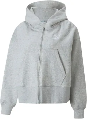 PUMA Womens Classics Oversized Full-Zip Hoodie Casual Outerwear Casual - Grey - Size S