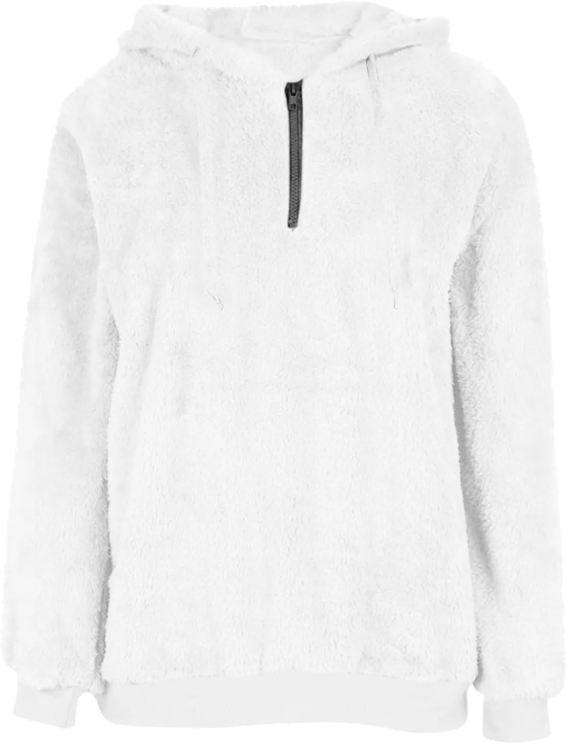Quarter Zip Pullover Women Comfy Warm Sherpa Fleece Hooded Sweatshirts Ladies 1/4 Zip Winter Sweaters Outwear