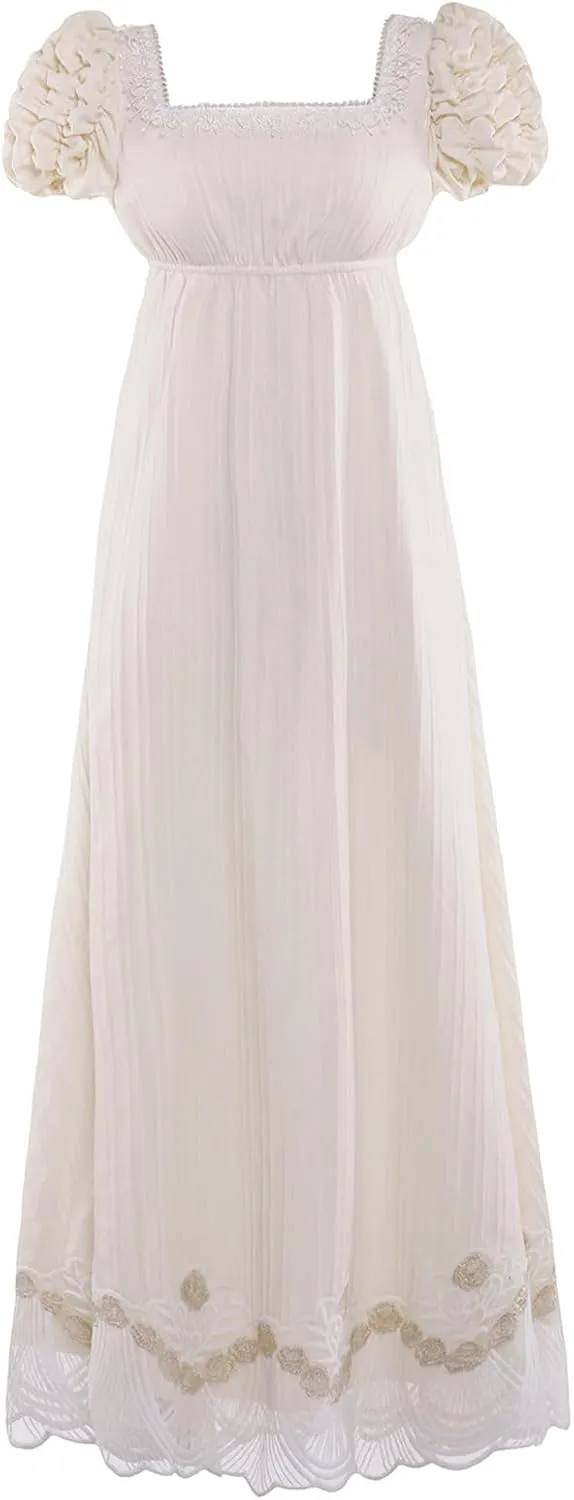 Regency Dresses for Women Luxurious Lace Empire Waist Dress
