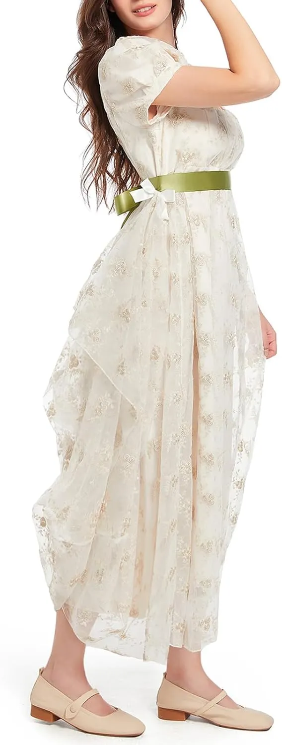 Regency Dresses for Women Luxurious Lace Empire Waist Dress