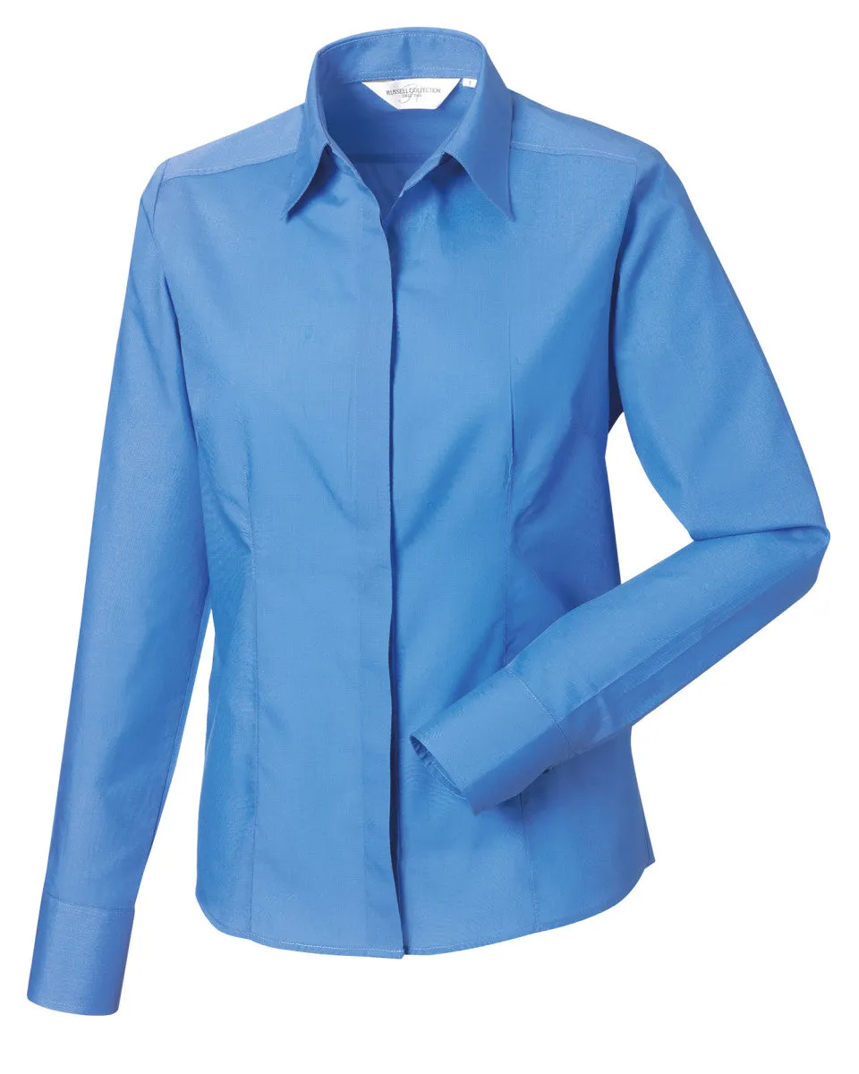 Russell Collection Ladies' Long Sleeve Fitted Polycotton Poplin Shirt 924F