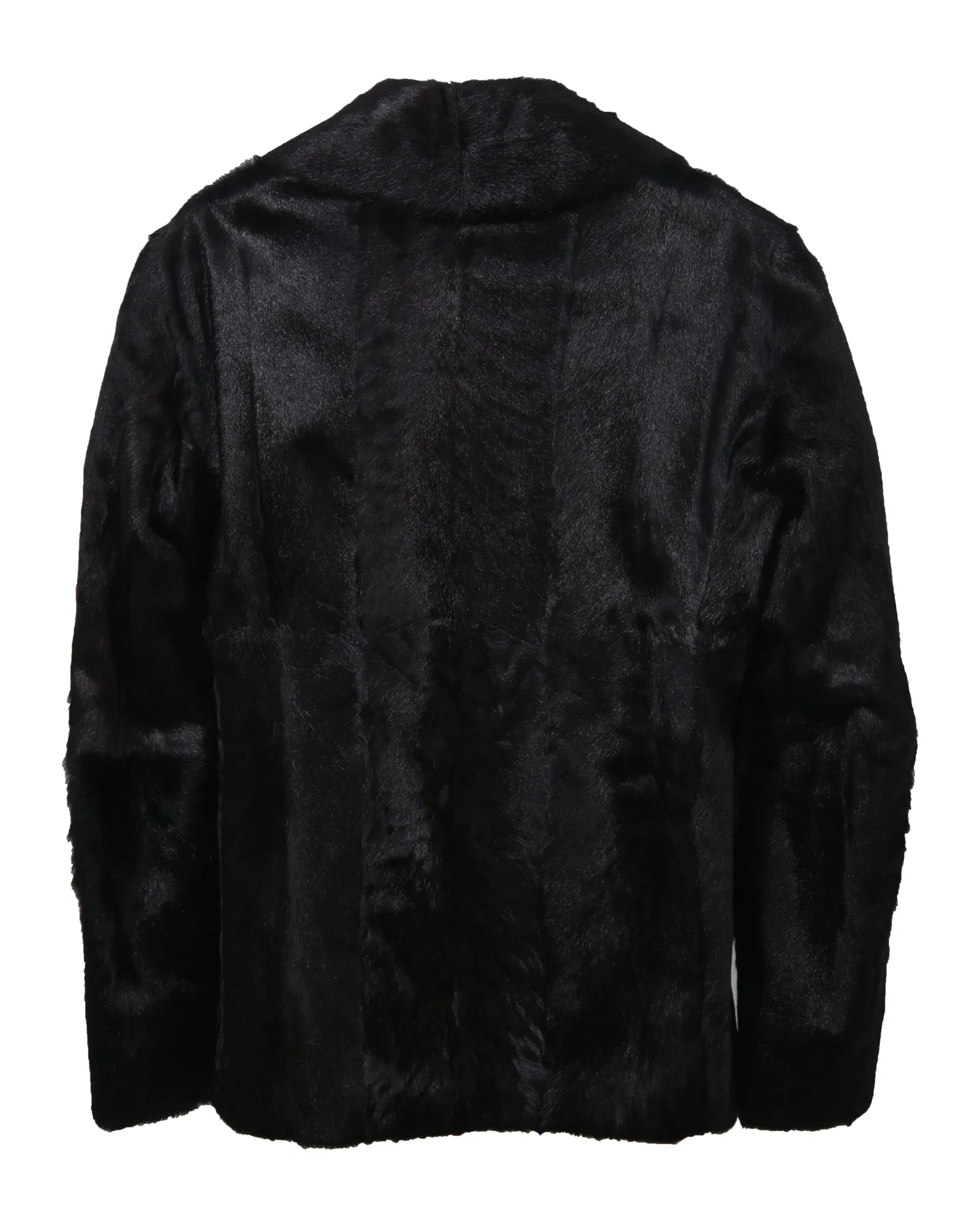 Saint Laurent Double-Breasted Jacket in Black Goat Hide