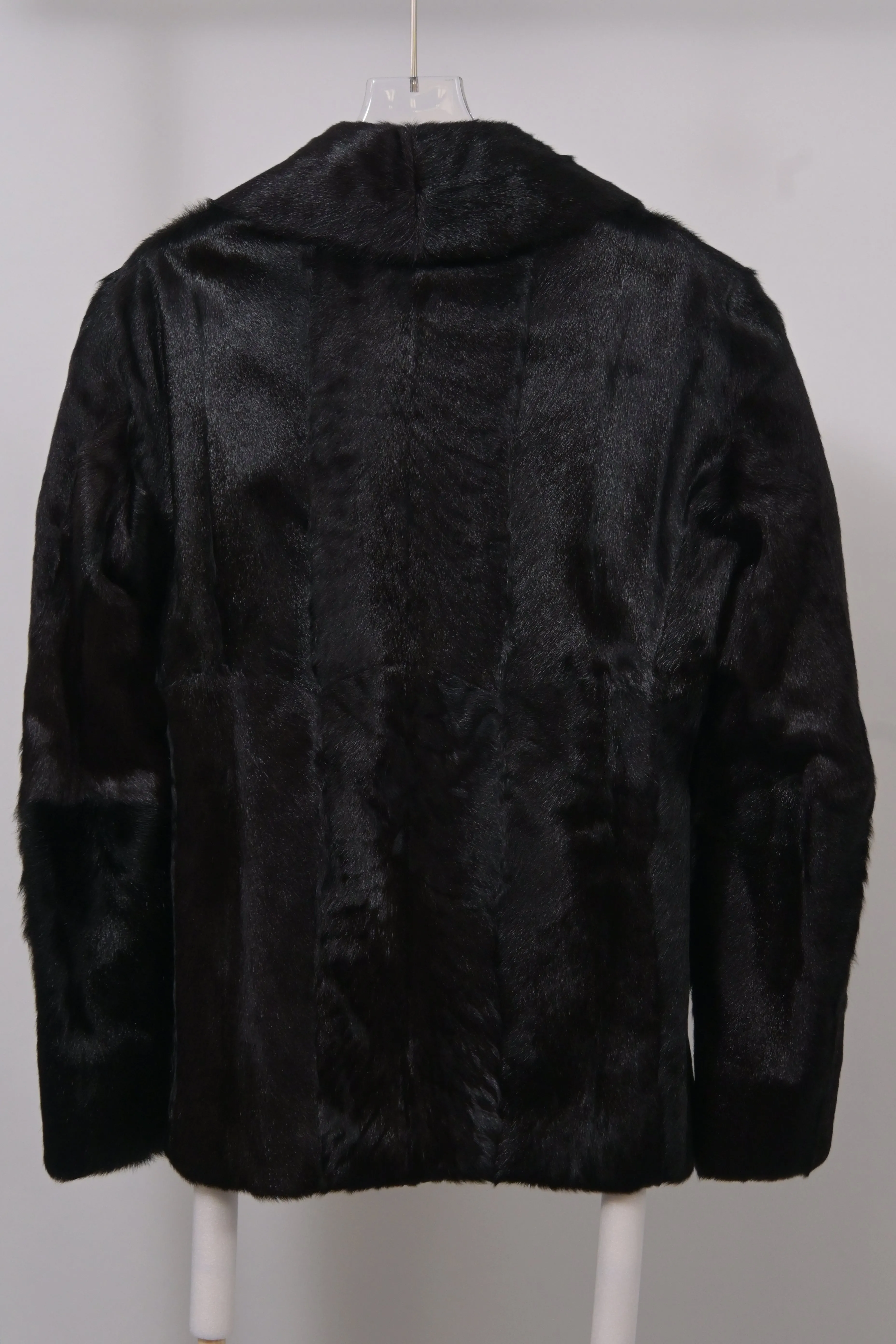 Saint Laurent Double-Breasted Jacket in Black Goat Hide