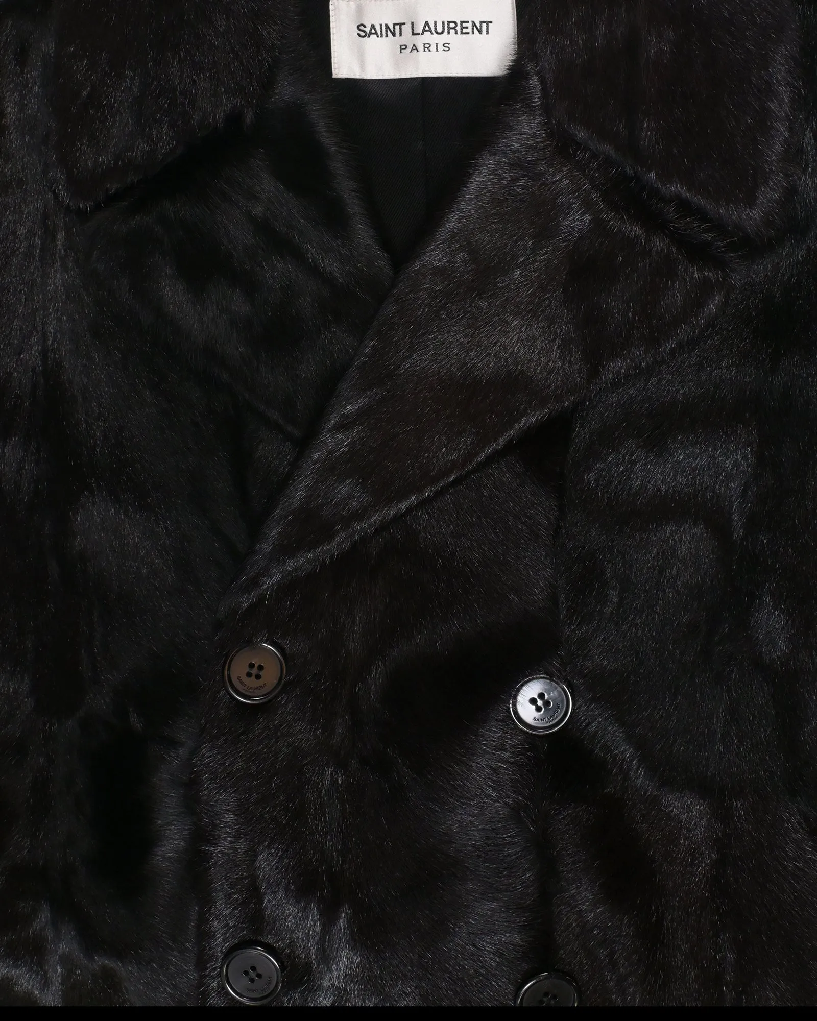 Saint Laurent Double-Breasted Jacket in Black Goat Hide
