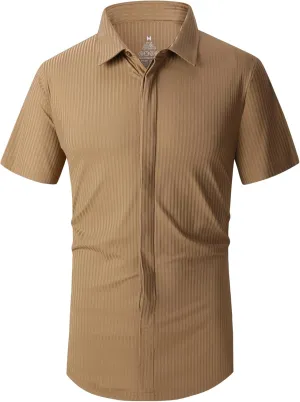 SAMERM Mens Dress Shirt Wrinkle Free Moisture Wicking 4-Way High Stretch Super Soft Casual Button Down Shirts