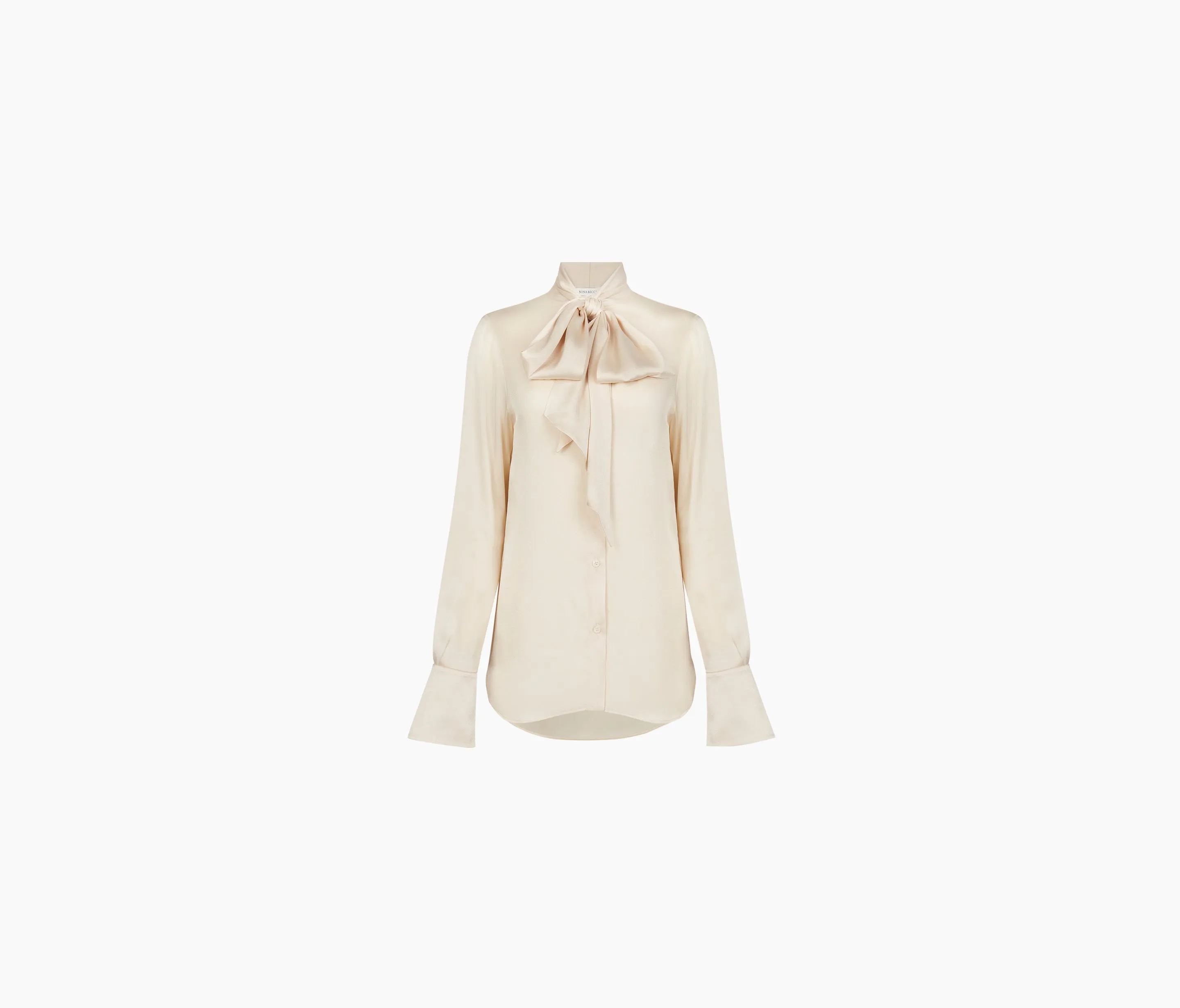 SATIN BLOUSE WITH NECK-TIE CHAMPAGNE 24PCTO010AC0126U1863