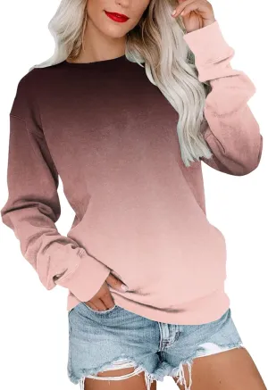 SHAOBGE Womens Fall Crewneck Sweatshirt Light Weight Casual Long Sleeve Oversized Sweatshirt Cute Pullover Fit Hoodies Tops