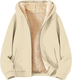Sherpa Lined Jacket Women,2024 Trendy Zip Up Hoodies Thick Thermal Fleece Sweatshirt Jacket Winter Coat With Pockets