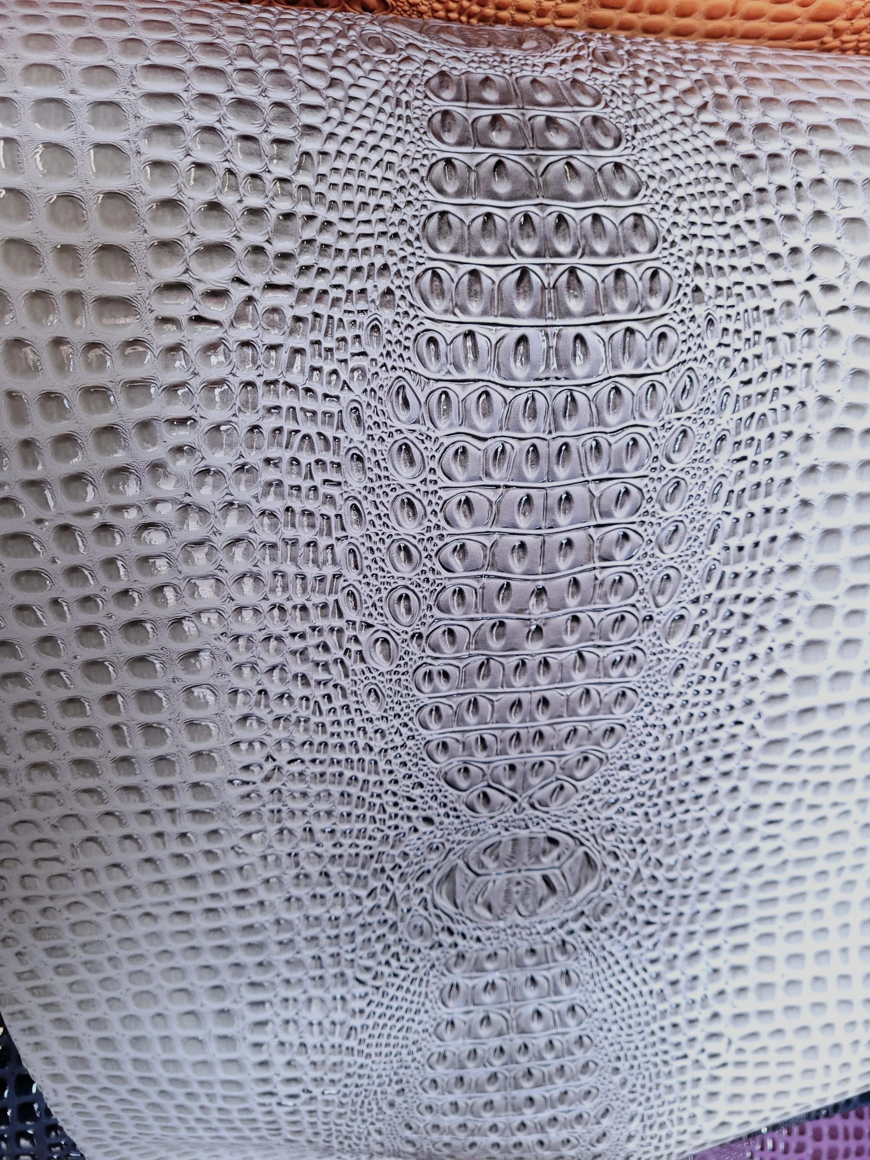 Shiny Gray Crocodile Vinyl Fabric