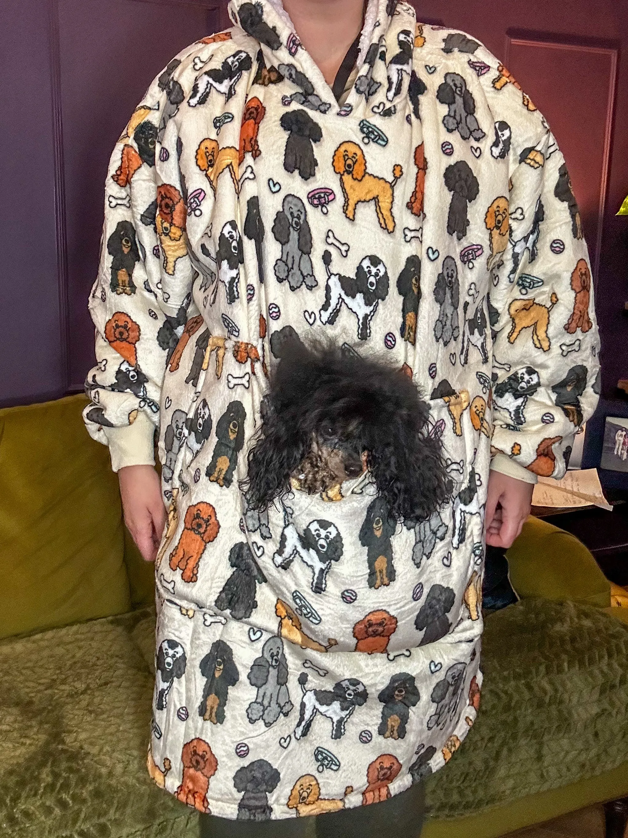 Snuggle Pup Hoodie - Oodles of Poodles - dog lover wearable blanket - dog carrier hoodie