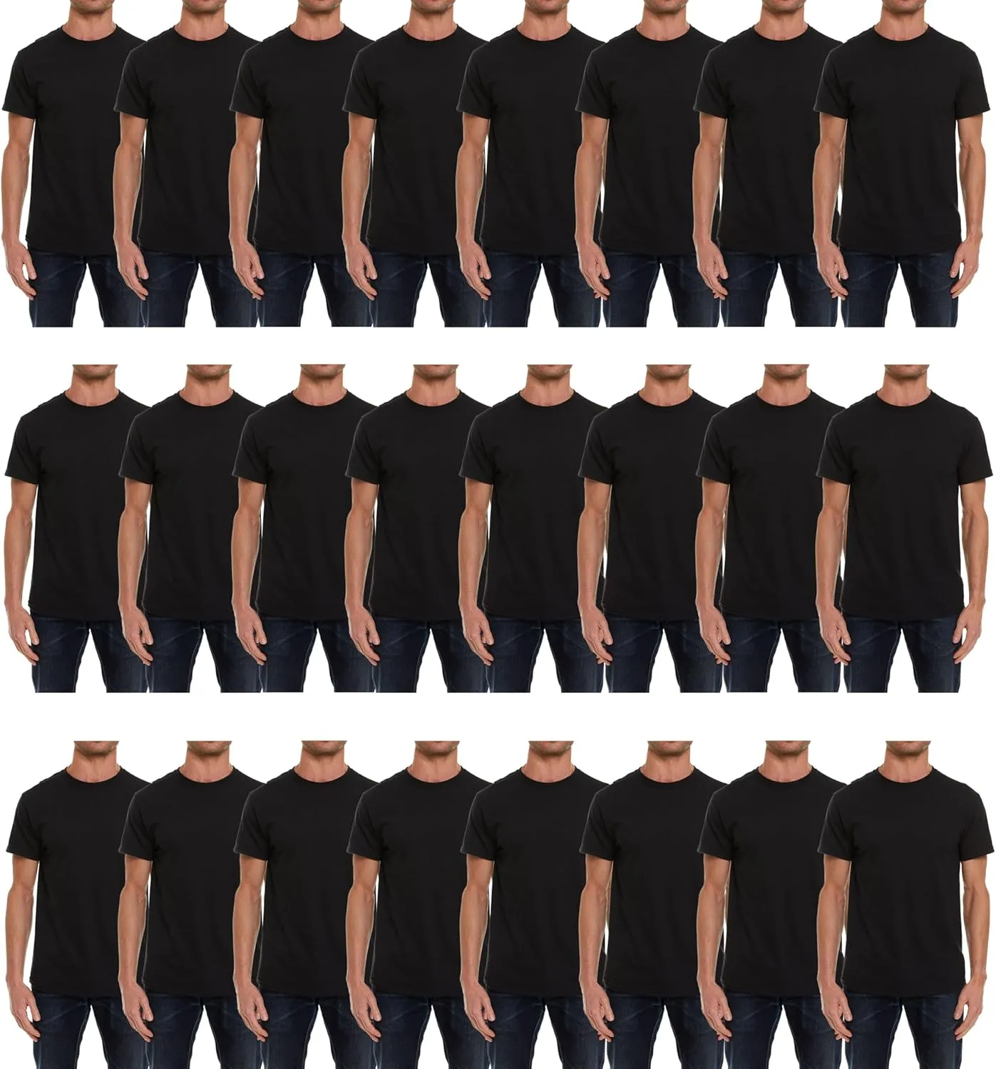SOCKS'NBULK Men's Cotton Crew Neck Regular T-Shirts Bulk Short Sleeve Lightweight Tees Mix Colors