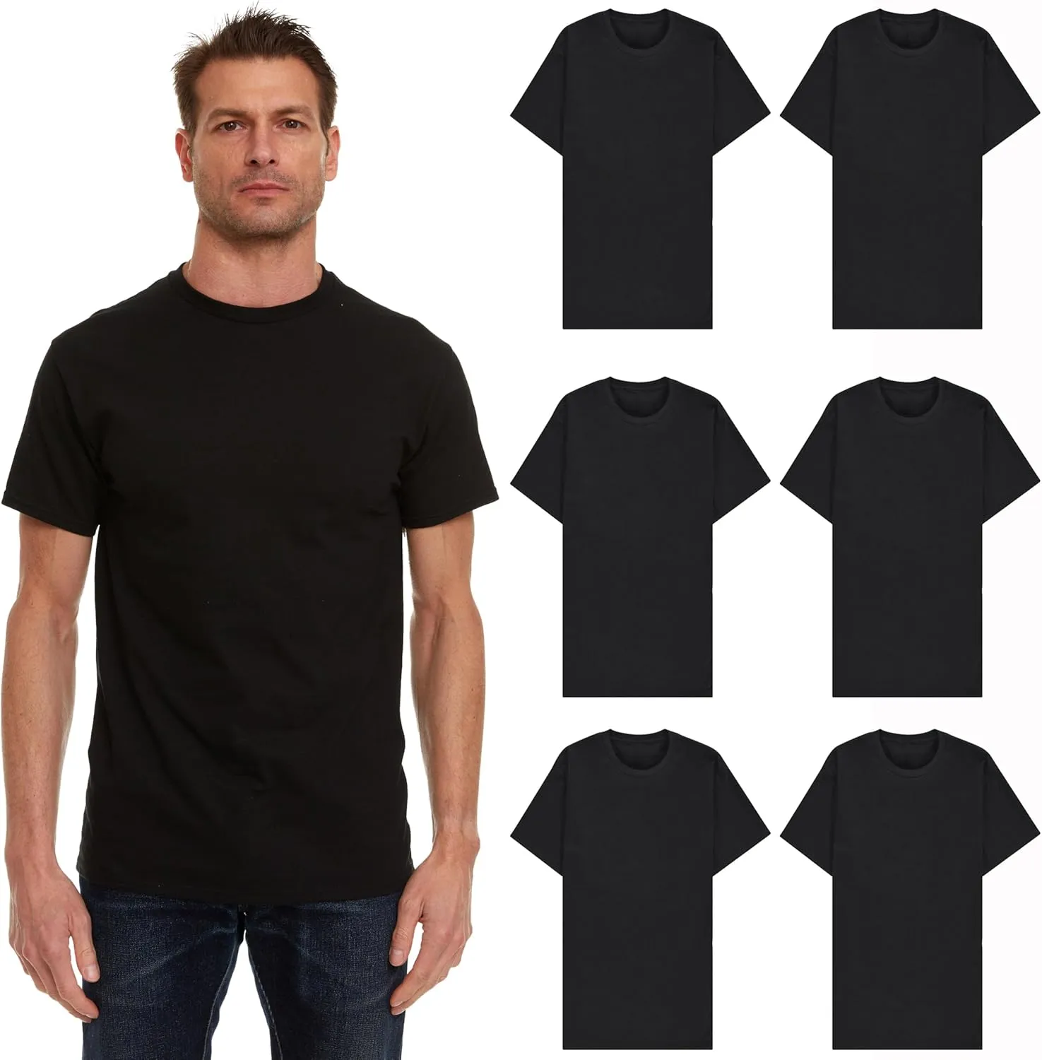 SOCKS'NBULK Men's Cotton Crew Neck Regular T-Shirts Bulk Short Sleeve Lightweight Tees Mix Colors