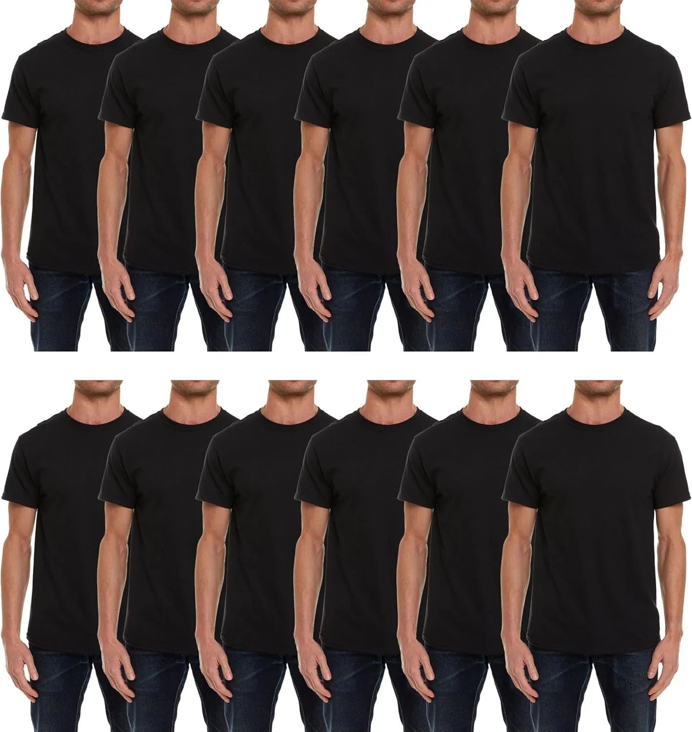 SOCKS'NBULK Men's Cotton Crew Neck Regular T-Shirts Bulk Short Sleeve Lightweight Tees Mix Colors
