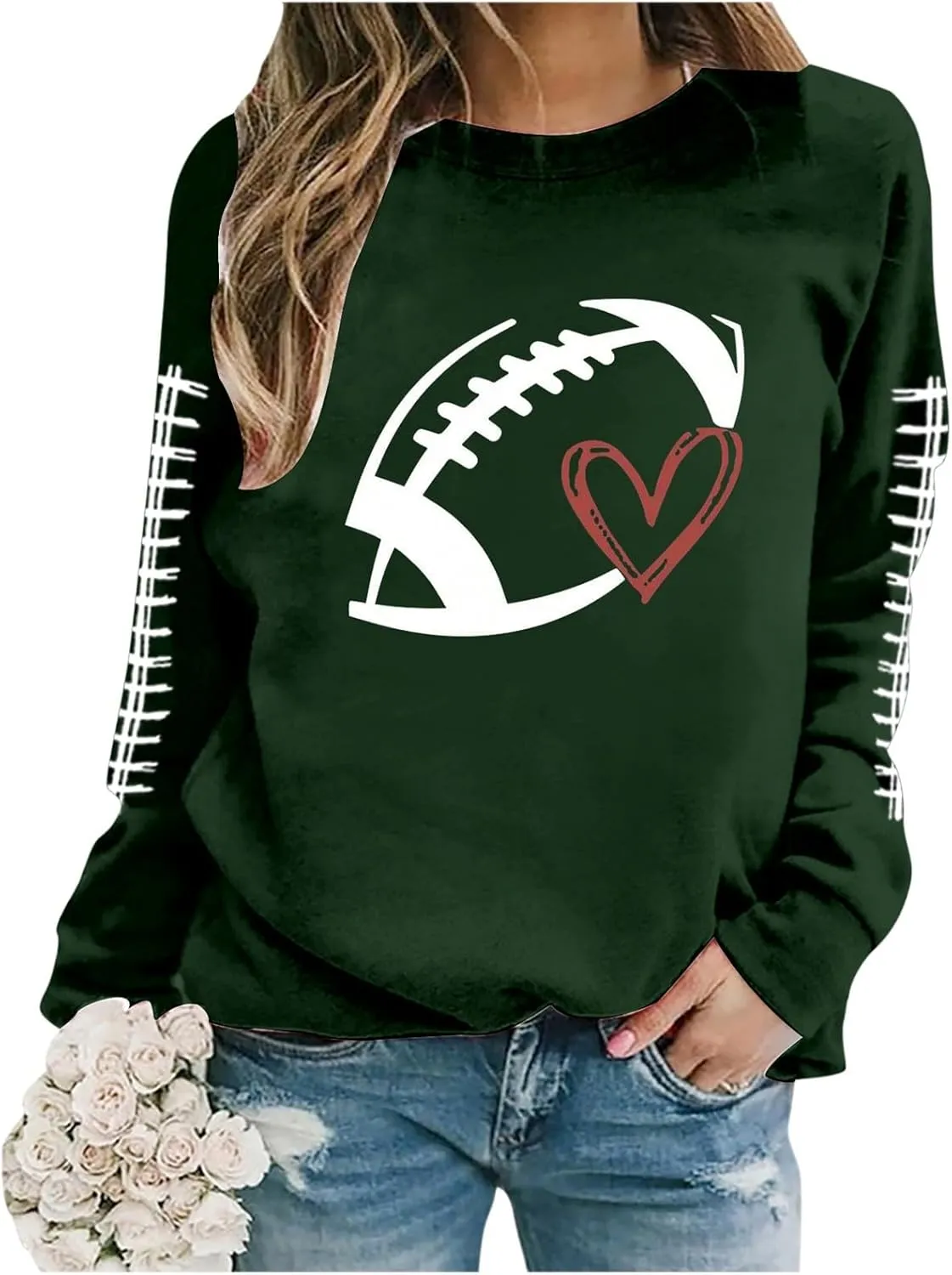 Sorry Can't Football Bye Shirt for Women Oversized Long Sleeve Game Day Sweatshirts Crew Neck Comfort Pullover Tops