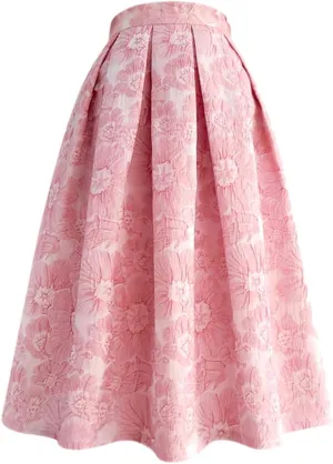 Spring Summer Vintage Elegant Plum Blossom Embroidery Aesthetic High Waist Midi Pleated Skirt