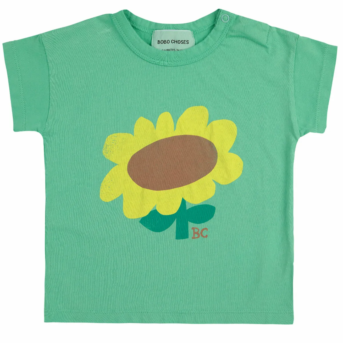 Sunflower Baby T-Shirt in Green by Bobo Choses
