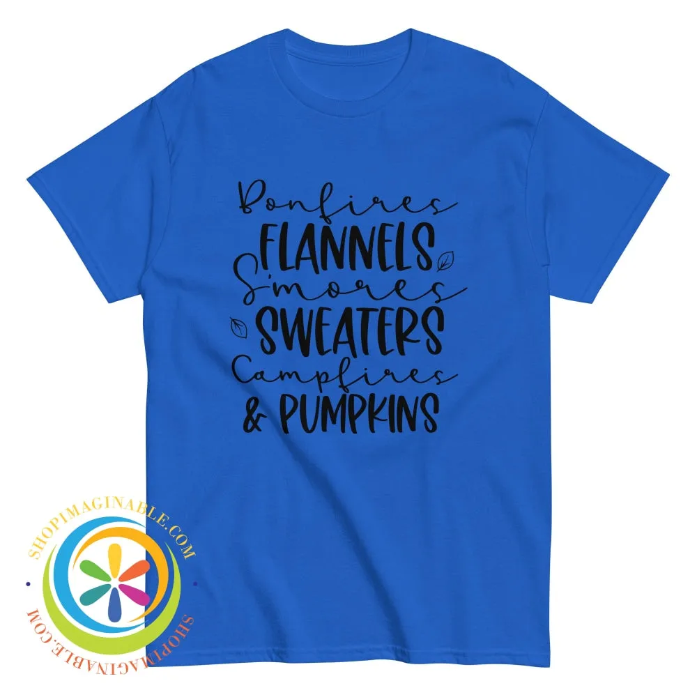 Sweaters Campfires & Pumpkins Fall Saying Unisex Tshirt