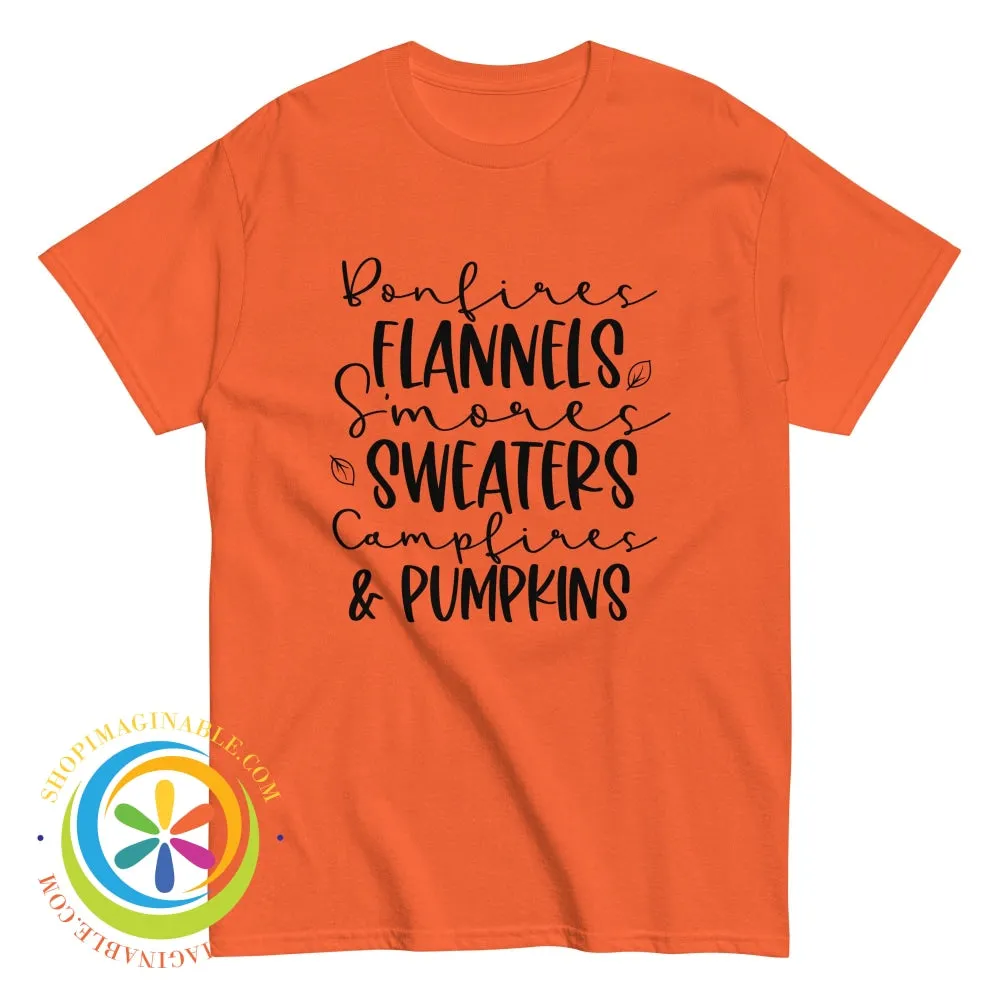 Sweaters Campfires & Pumpkins Fall Saying Unisex Tshirt