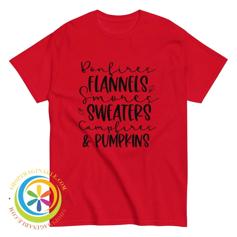 Sweaters Campfires & Pumpkins Fall Saying Unisex Tshirt