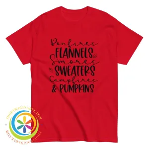 Sweaters Campfires & Pumpkins Fall Saying Unisex Tshirt
