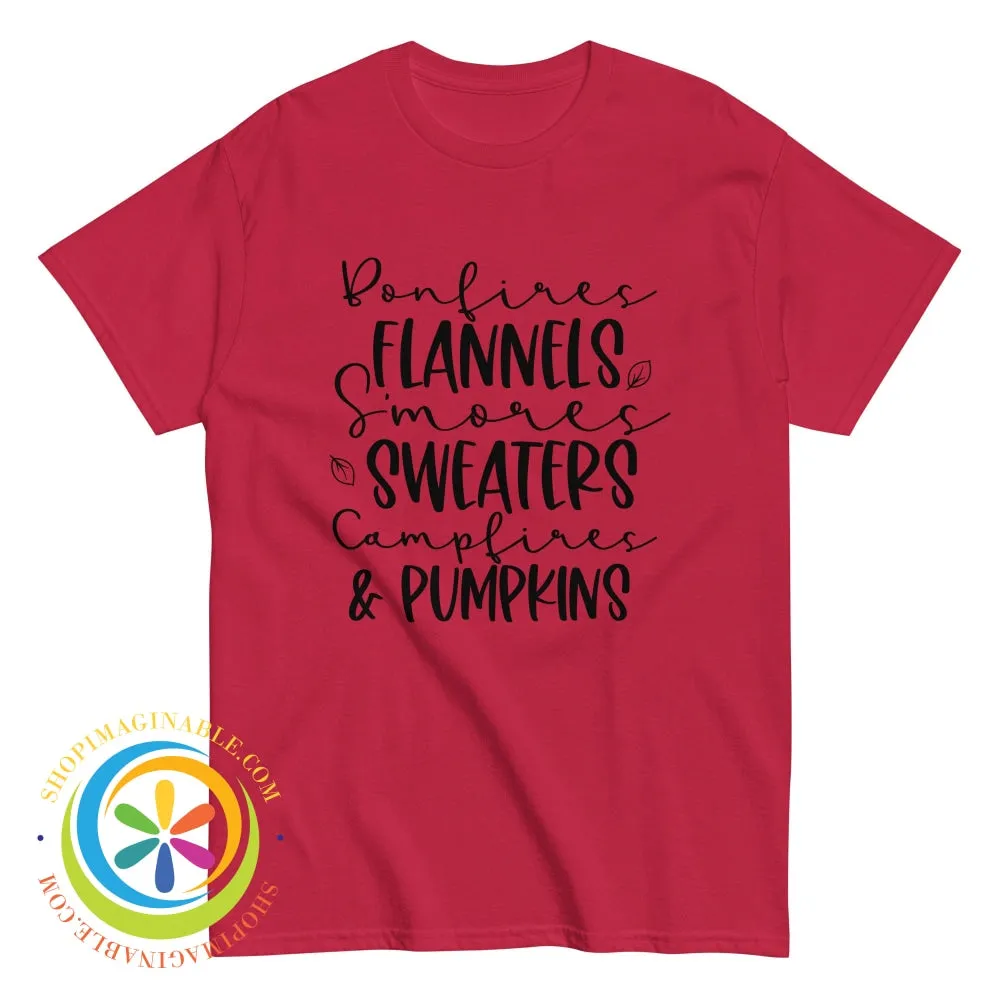 Sweaters Campfires & Pumpkins Fall Saying Unisex Tshirt