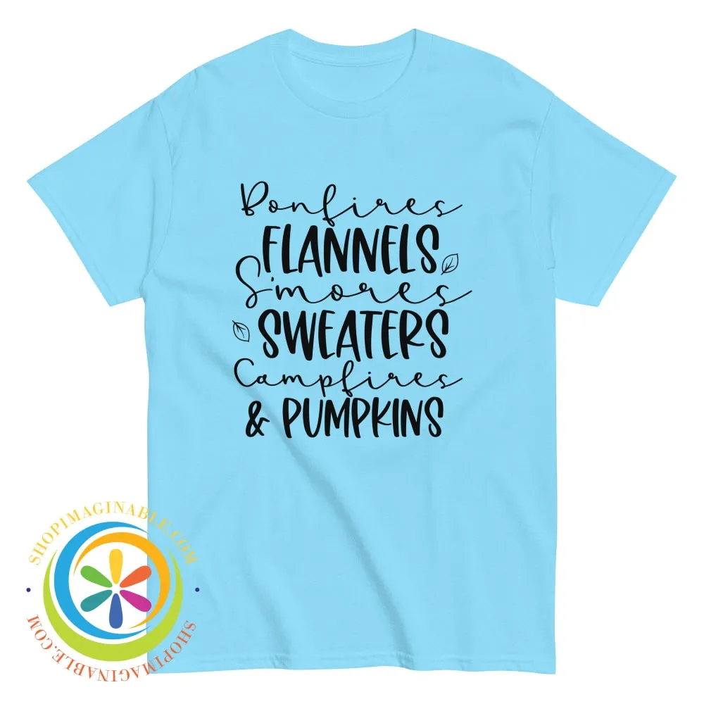 Sweaters Campfires & Pumpkins Fall Saying Unisex Tshirt