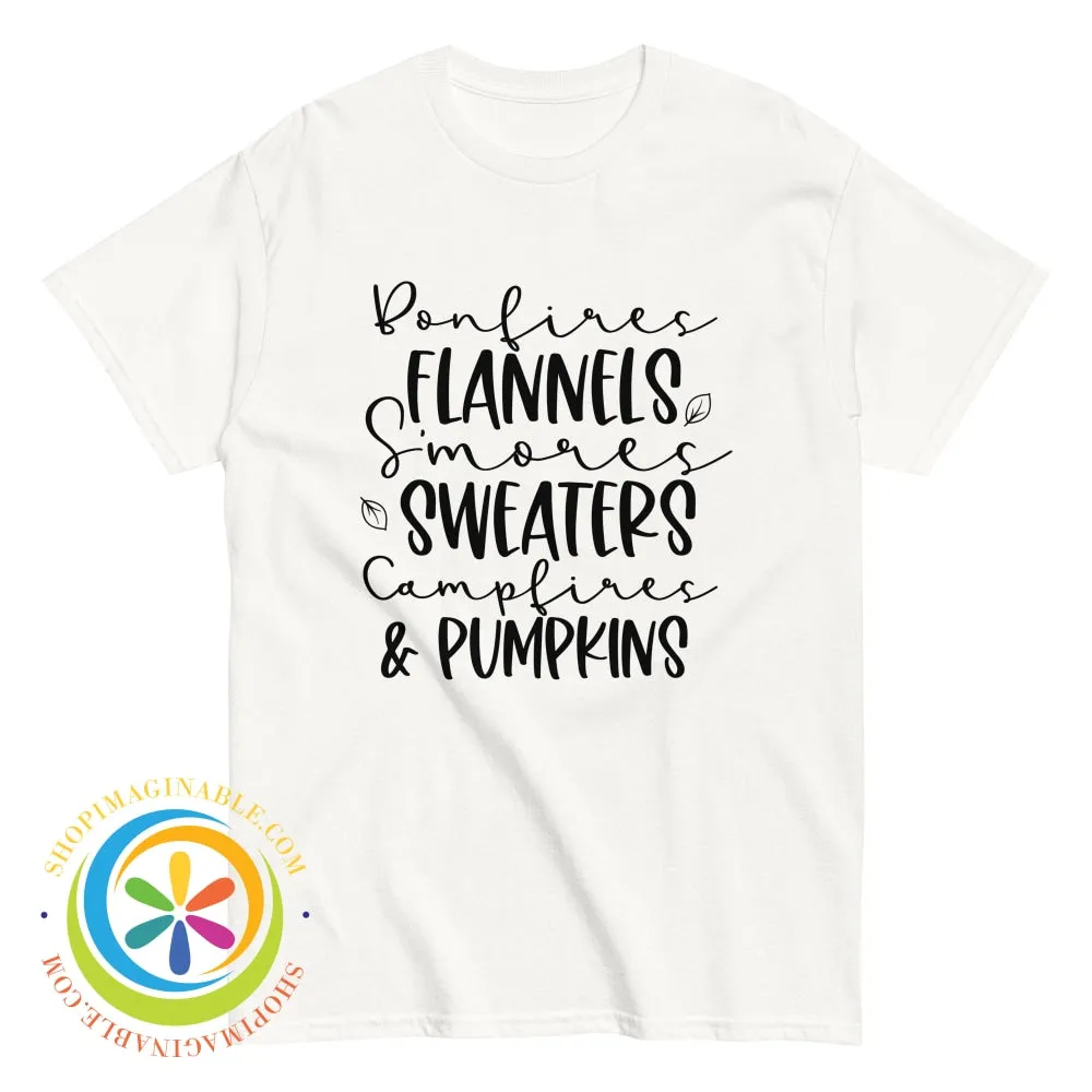 Sweaters Campfires & Pumpkins Fall Saying Unisex Tshirt