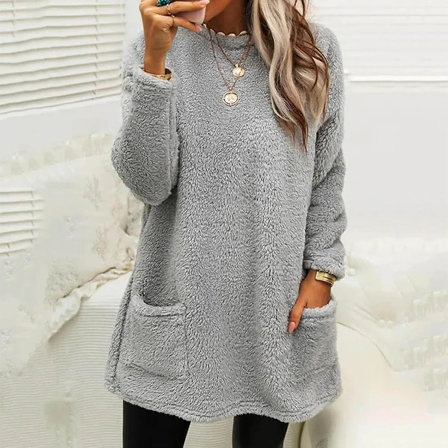 Sweatshirts for Women comfort hoodie for anxiety Long Sleeve Winter Shirts Round Neck Casual Warm Cute Long Tops