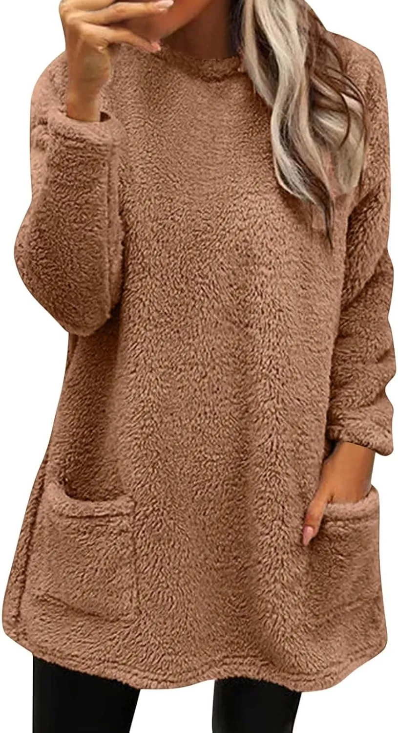 Sweatshirts for Women comfort hoodie for anxiety Long Sleeve Winter Shirts Round Neck Casual Warm Cute Long Tops