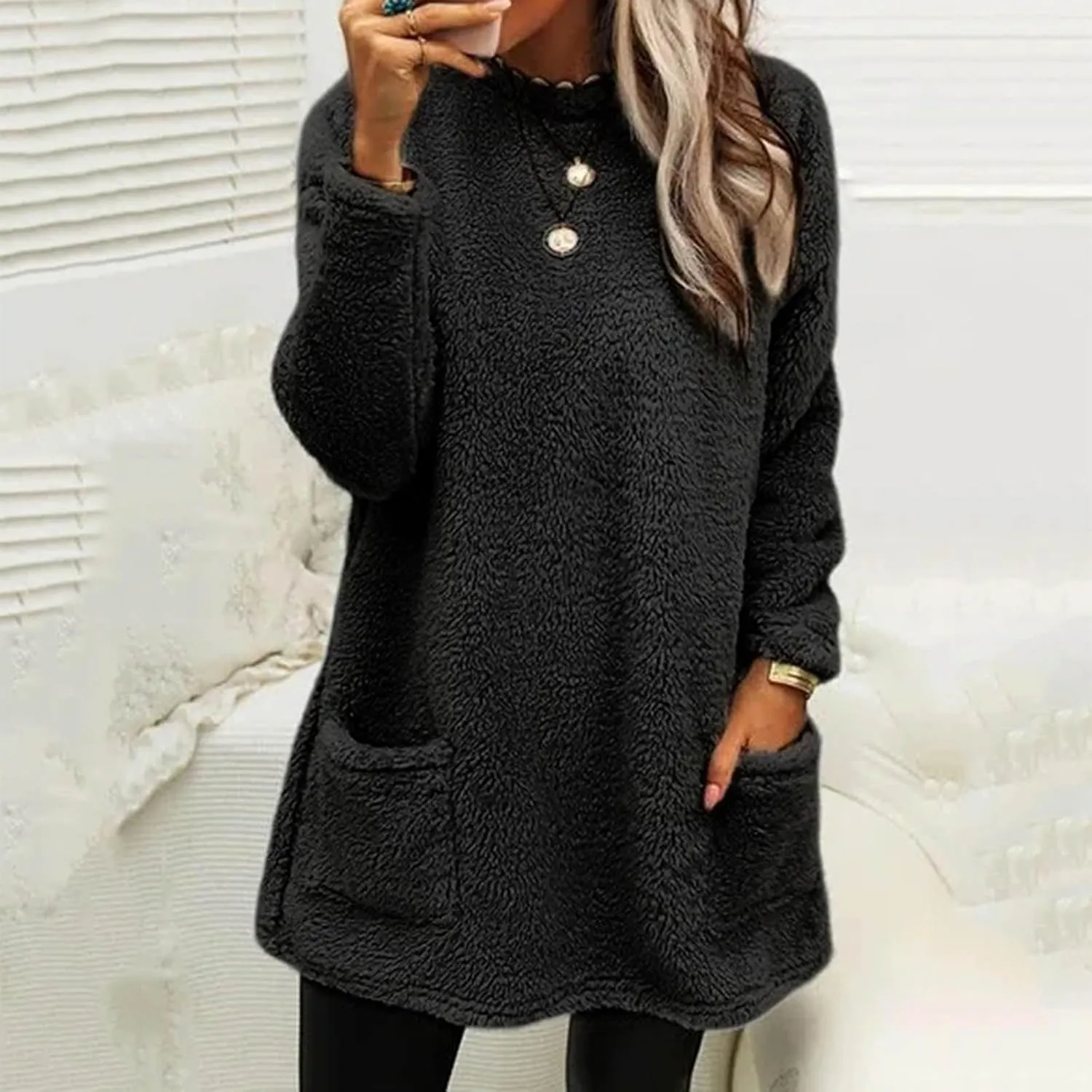 Sweatshirts for Women comfort hoodie for anxiety Long Sleeve Winter Shirts Round Neck Casual Warm Cute Long Tops