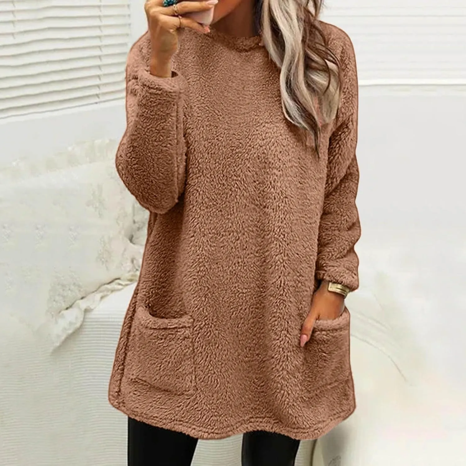 Sweatshirts for Women comfort hoodie for anxiety Long Sleeve Winter Shirts Round Neck Casual Warm Cute Long Tops