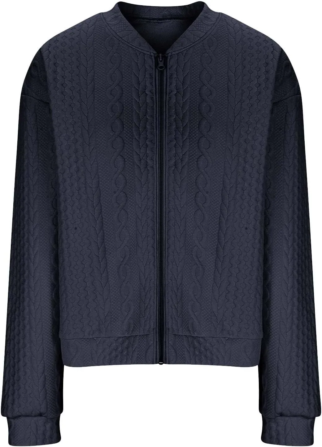 TANGNADE Women's Oversized Zip Up Sweatshirts Sweater Fall Outfits Casual Loose Knit Jackets with Pocket Cardigan Blouse