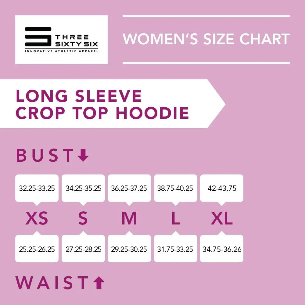 Three Sixty Six Dry Fit Crop Tops for Women - Long Sleeve Crop Top Hoodie - Women's Workout Pullover Top with Thumb Holes