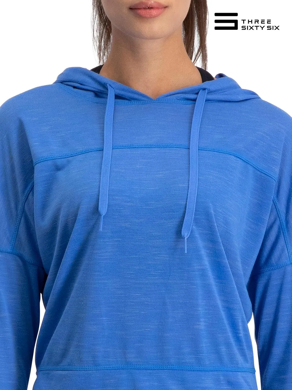 Three Sixty Six Dry Fit Crop Tops for Women - Long Sleeve Crop Top Hoodie - Women's Workout Pullover Top with Thumb Holes