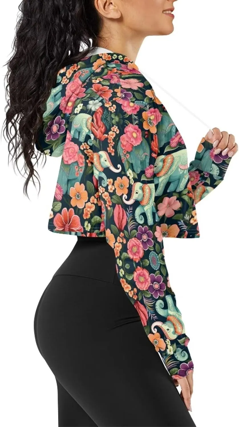 TODIYADDU Fashion Womens Hooded Pullover Sweatshirts Crop Drawstring Hoodie Athletic Wear Oversized Crop Tops for Teen Girls