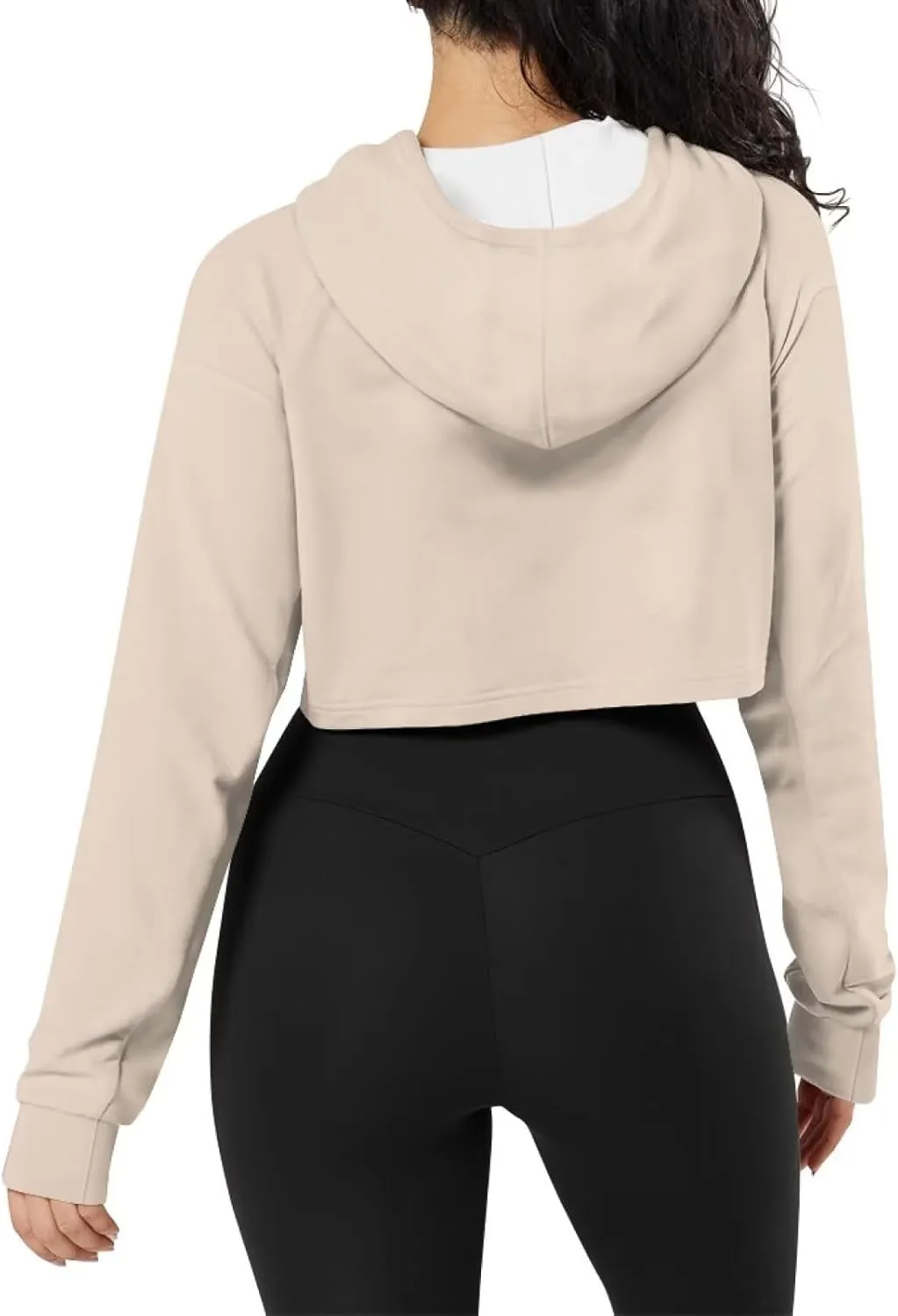 TODIYADDU Fashion Womens Hooded Pullover Sweatshirts Crop Drawstring Hoodie Athletic Wear Oversized Crop Tops for Teen Girls