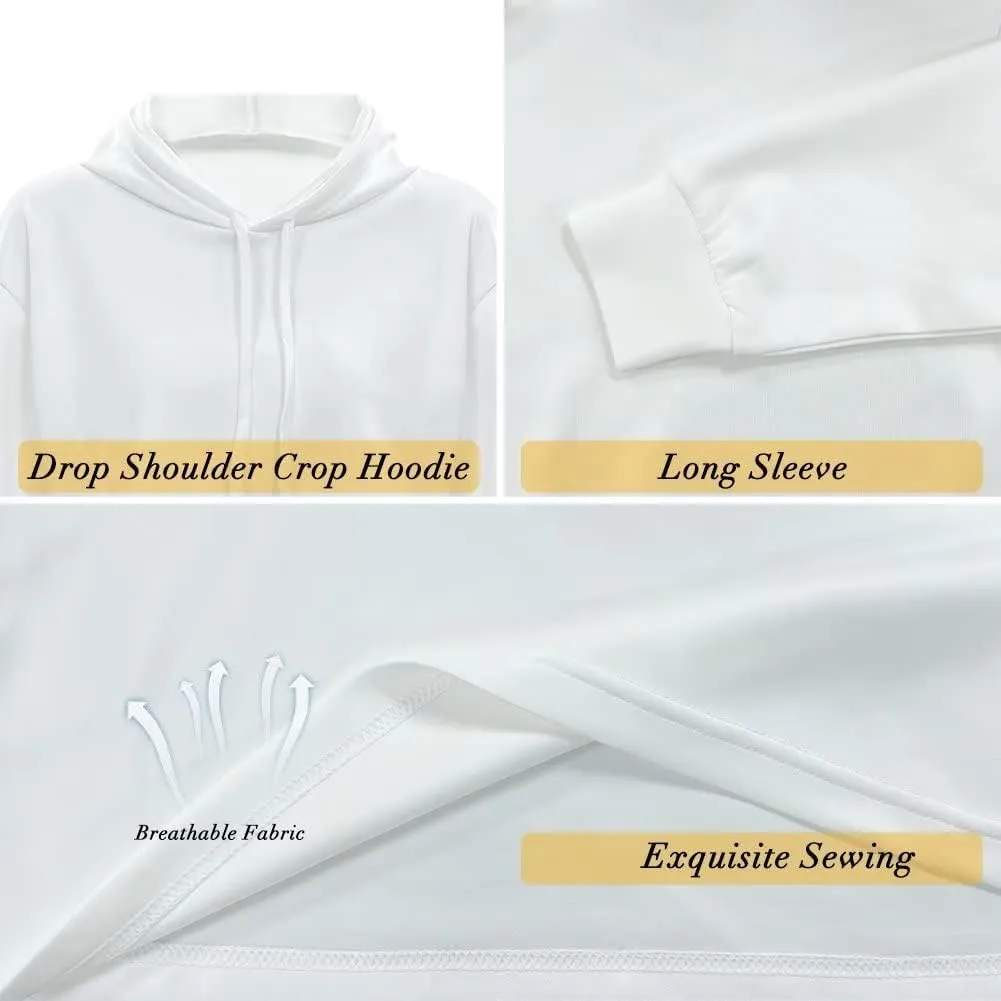 TODIYADDU Fashion Womens Hooded Pullover Sweatshirts Crop Drawstring Hoodie Athletic Wear Oversized Crop Tops for Teen Girls
