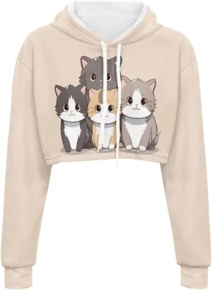 TODIYADDU Fashion Womens Hooded Pullover Sweatshirts Crop Drawstring Hoodie Athletic Wear Oversized Crop Tops for Teen Girls
