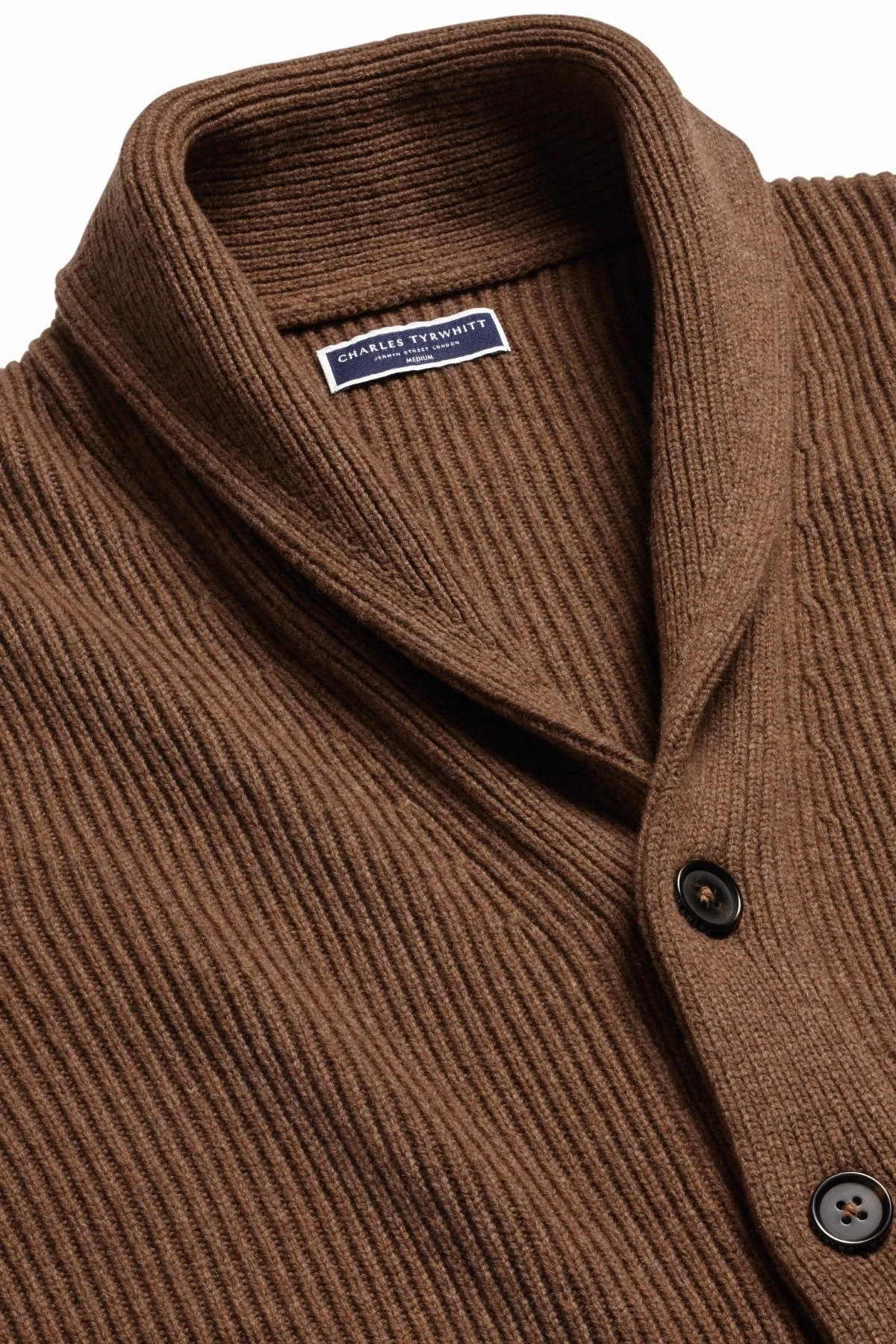 Toffee Chunky Merino Shawl Neck Cardigan