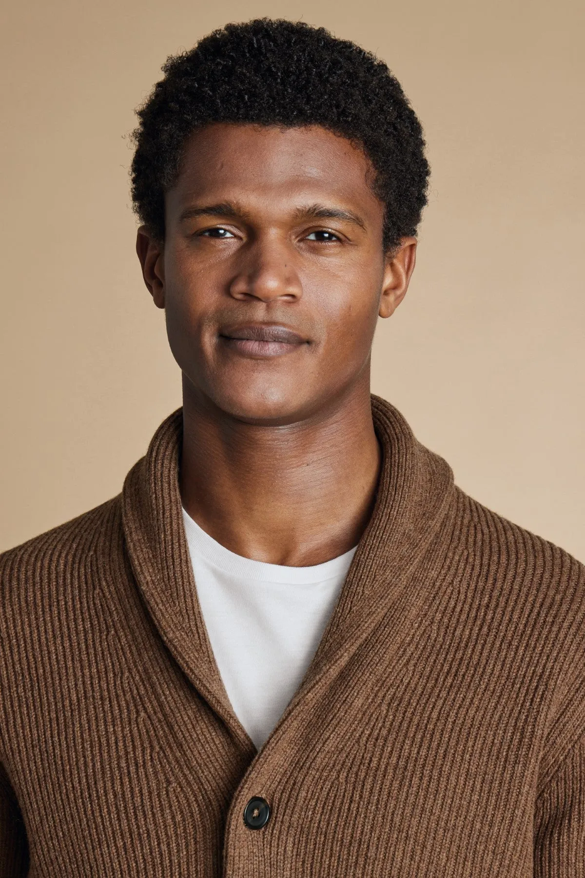 Toffee Chunky Merino Shawl Neck Cardigan